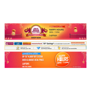 Amazon Happy Hours: Laptops at upto 4000 Extra Off over & above Sale price only till 11 PM